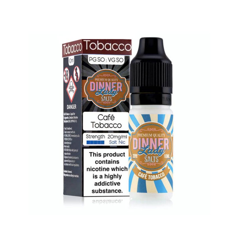 Dinner Lady Tobacco 10ml Nic Salt E liquid Cafe Tobacco